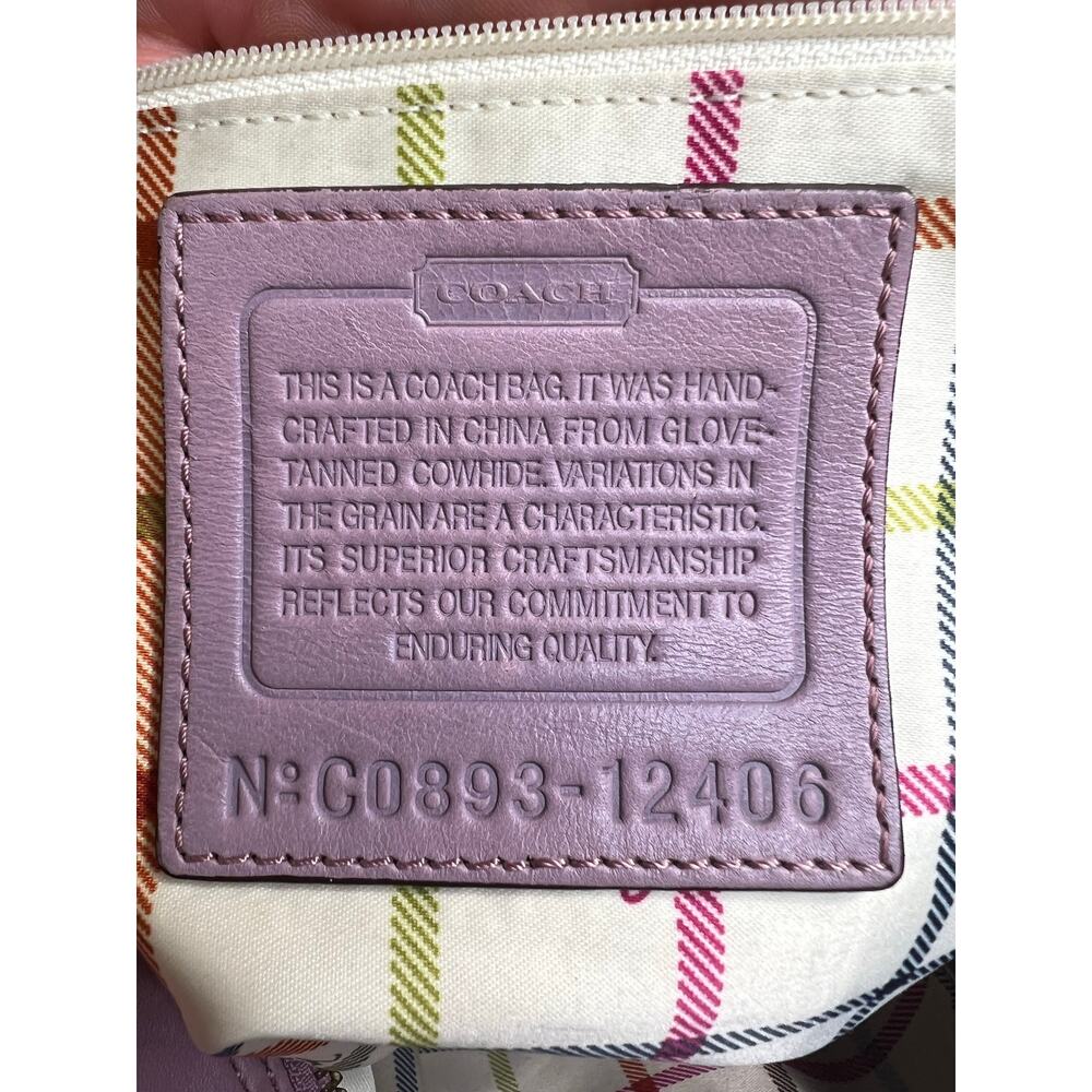 RARE Vintage Coach Bleecker Sophie Lavender Leather Hobo Bag Tattersall 12406 - Picture 15 of 16